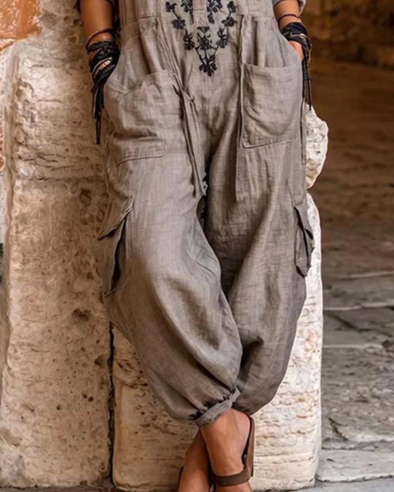 Jumpsuit Bedrukt Tapered-Leg Cargo