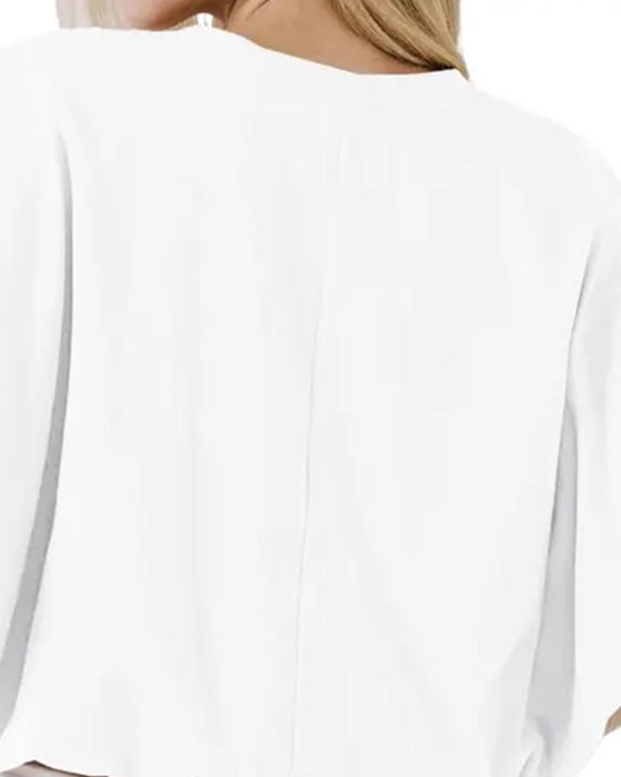 Top Effen Kleur Pofmouw Cropped