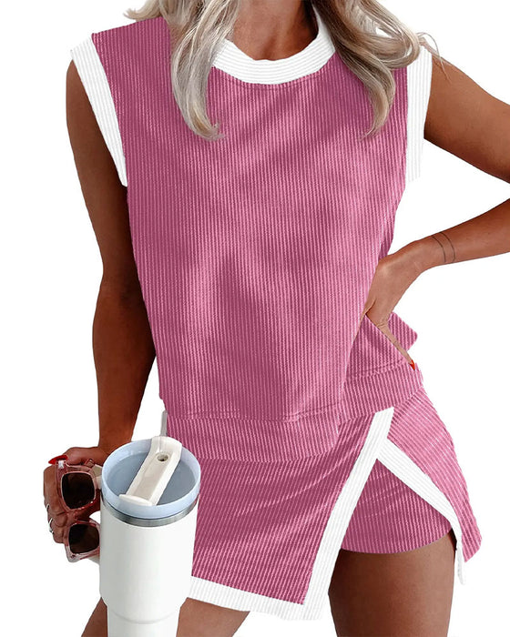 Set Gestreept Gesplitst Anti Doorschijnend Tanktop