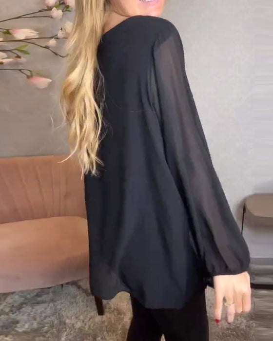 Shirt Ronde Hals Lange Mouw Pailletten