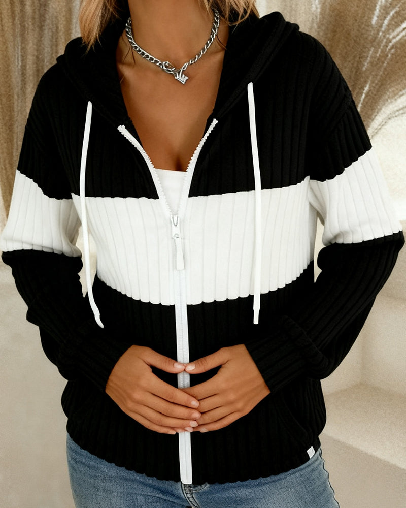 Colorblocking Jas Met Capuchon En Rits