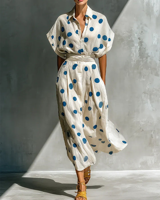 Jurk Casual Stippenprint Midi