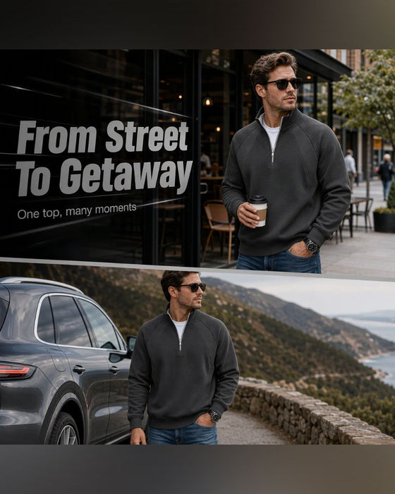 Sweatshirt Half Zip Staande Kraag