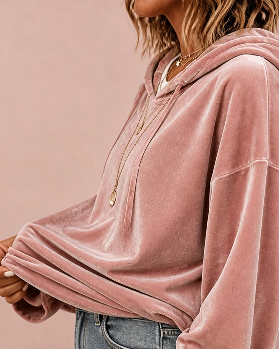 Hoodie Effen Kleur Lange Mouwen
