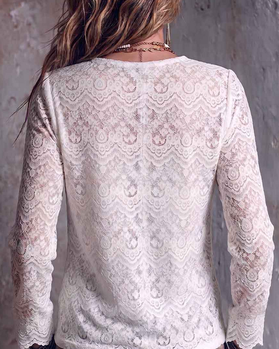 Blouse V-Hals Lange Mouw Casual