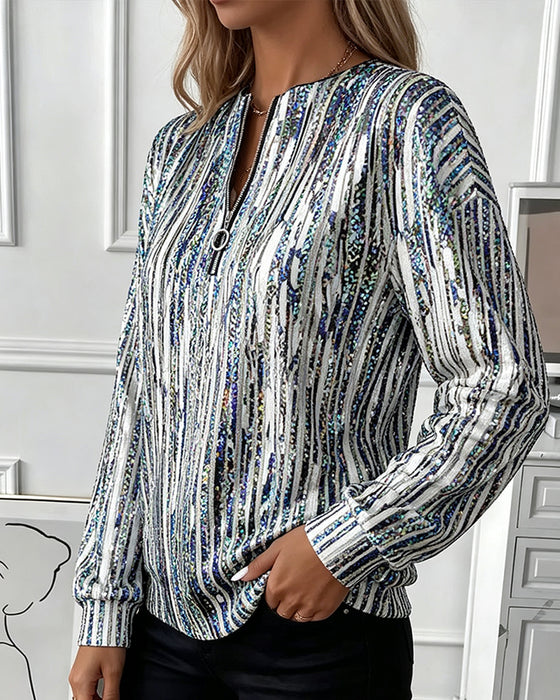 Sweatshirt Abstract Verticale Streep Rits