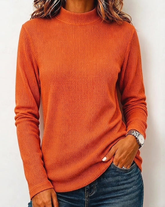 Blouse Casual Mock Hals Lange Mouw