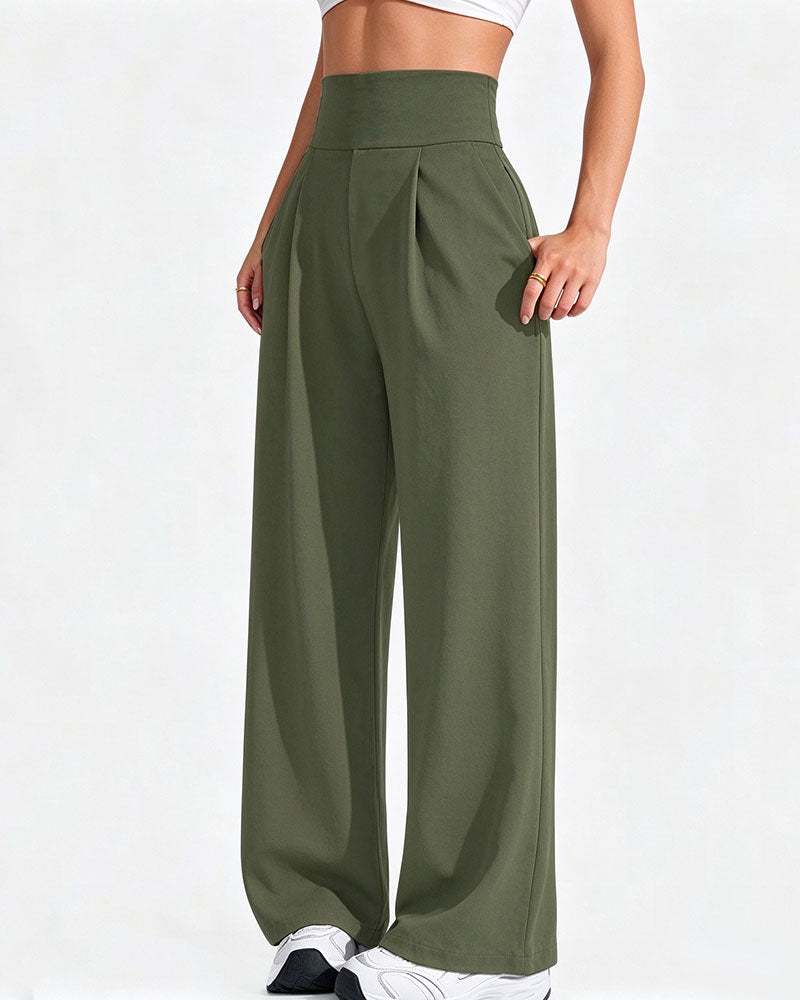 Broek Hoge Taille Zak Effen Wijde Pijp
