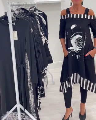 Jurk Off-Shoulder Onregelmatig Loose Print