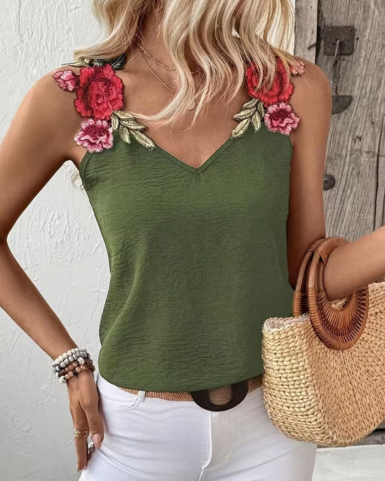 Tanktop Casual Bloemenpatroon
