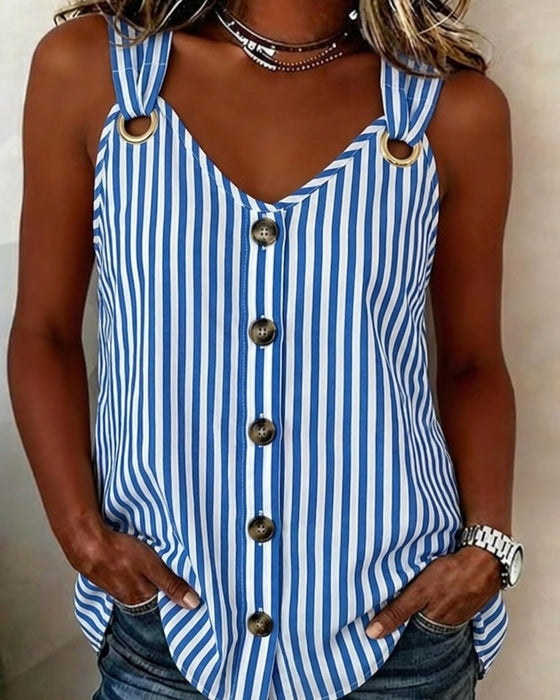 Cami Top Bandjes Metalen Ring Gestreept