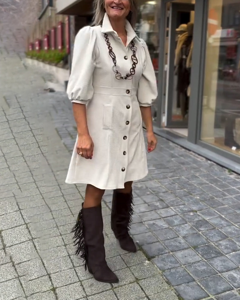 Jurk Met Kraag En Driekwartmouwen