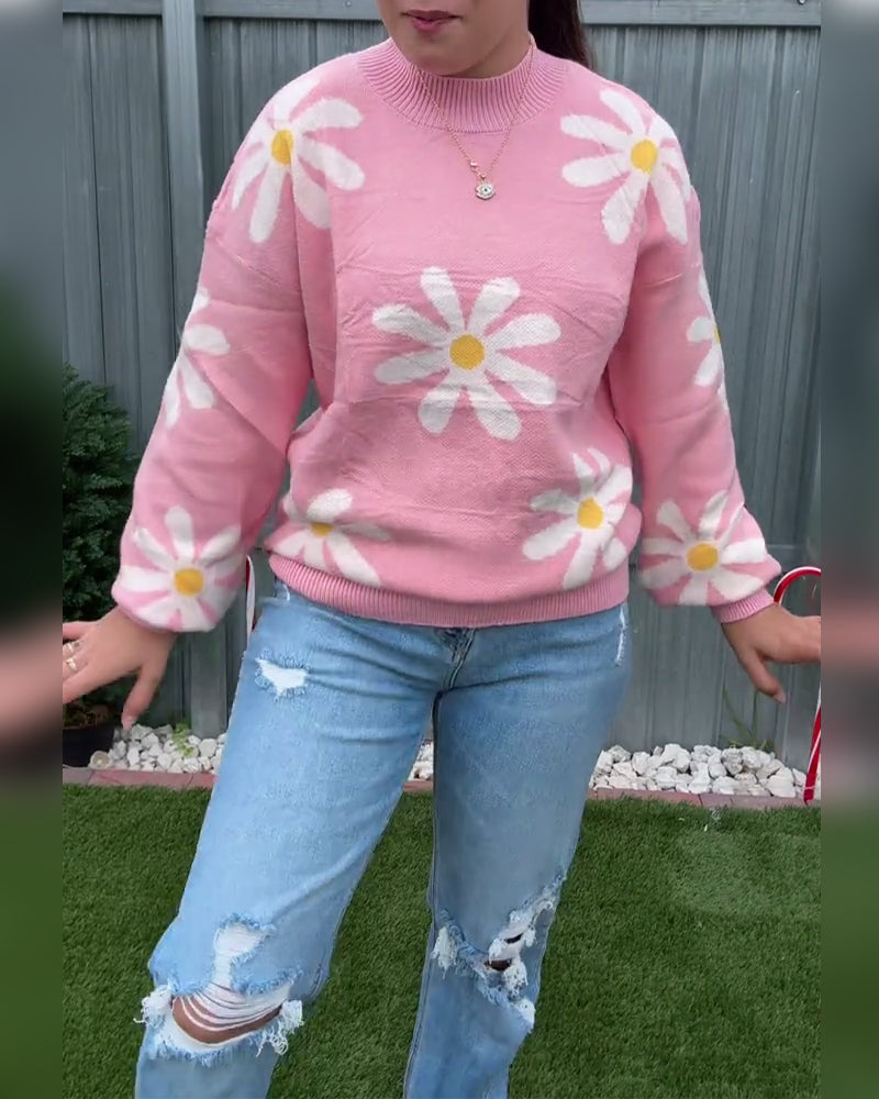 Trui jacquard mode ronde hals