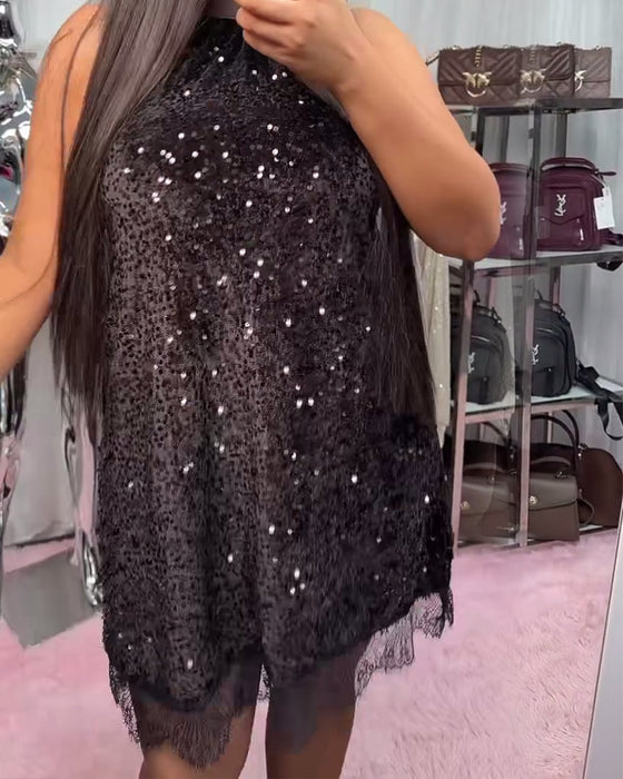 Effen Jurk Met Patchworkdetails