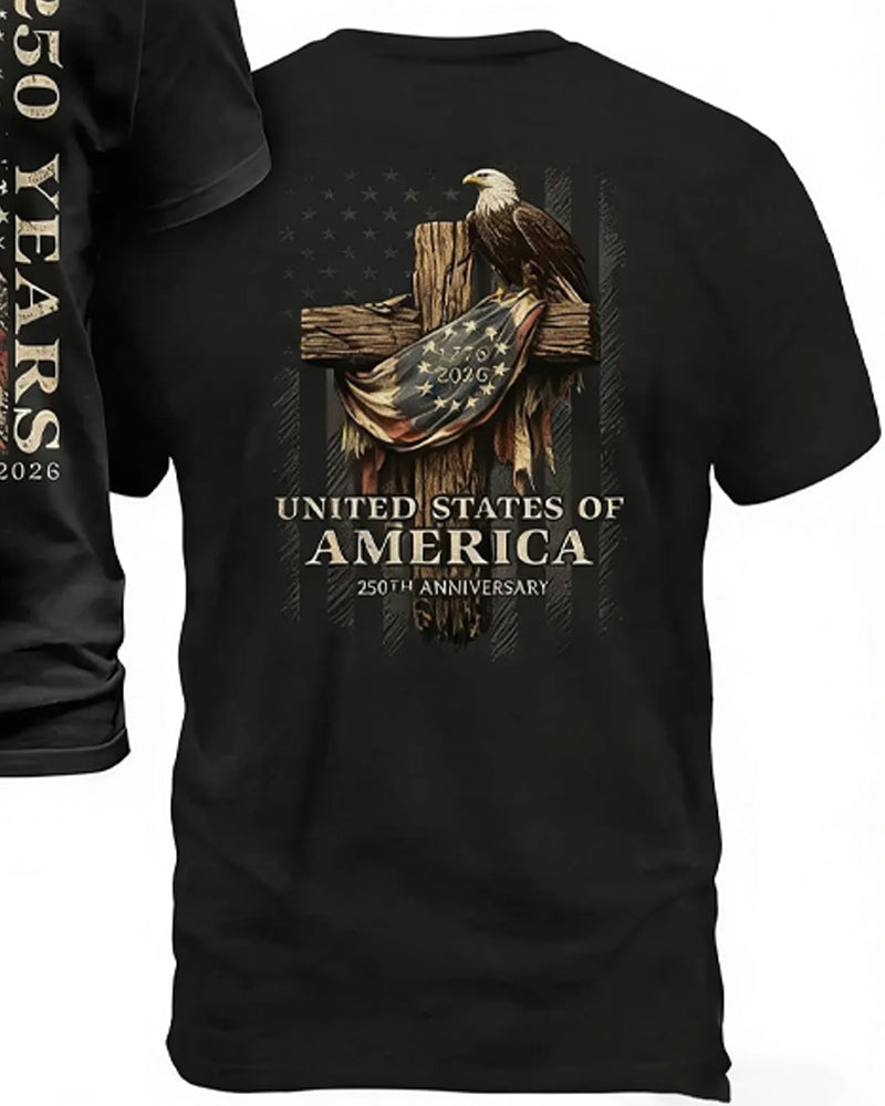 T-Shirt Ronde Hals Voor En Achterkant Print Unisex
