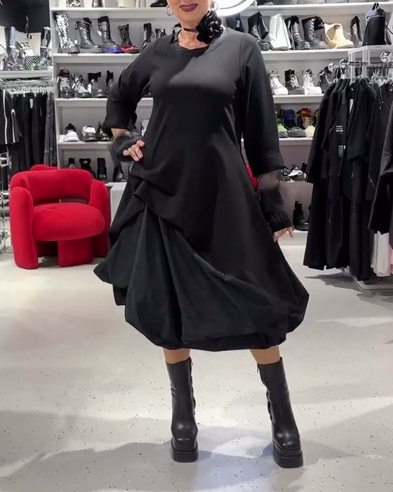 Jurk effen kleur modieus patchwork