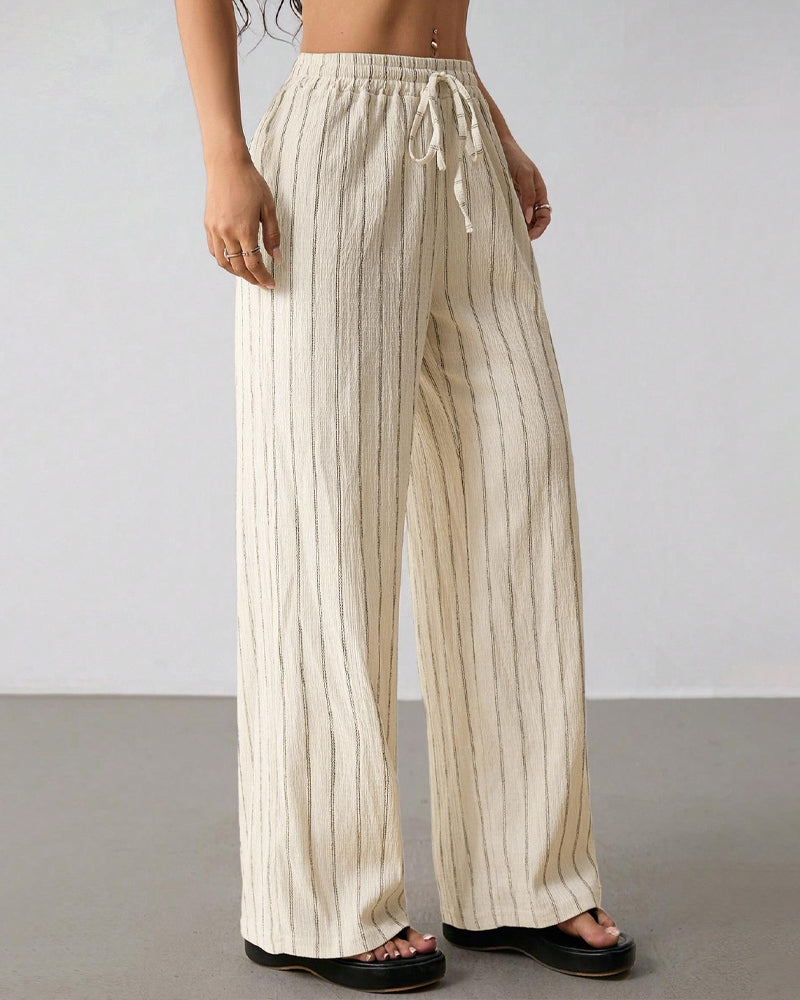 Broek Gestreept Trekkoord Casual Wijd