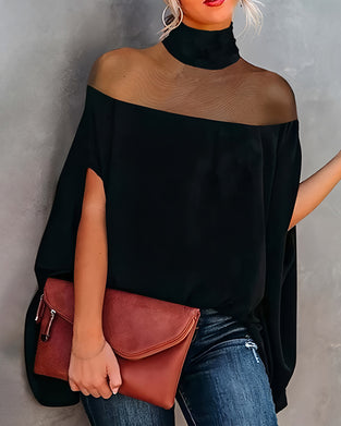 Blouse Doorzichtig Cold Shoulder Dolmanmouw