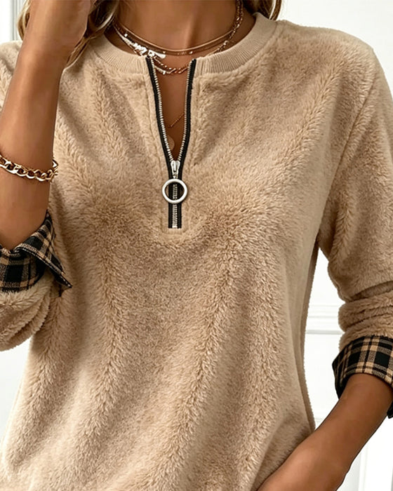 Sweatshirt Kleurblok Ronde Hals