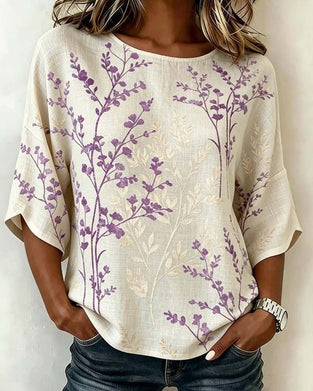 Blouse Ronde Hals Patchwork Los