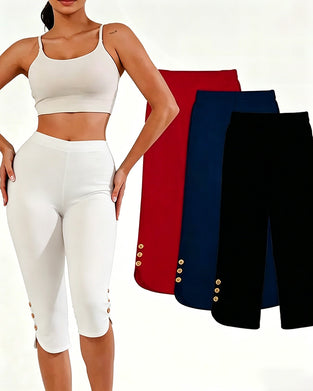 Leggings Effen Slim-Fit Ingekort