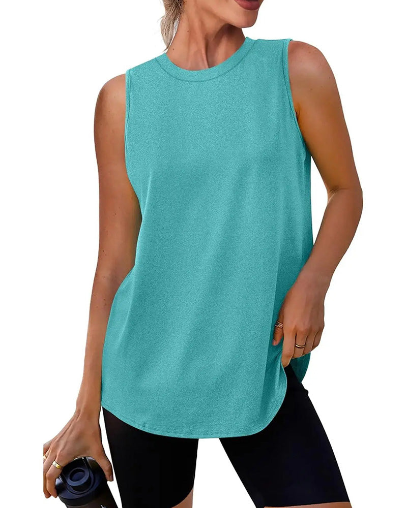 Tanktop Loszittend Effen Mouwloos