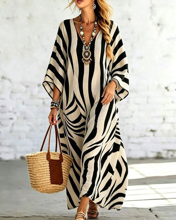 Jurk V-Hals Zebra Los Vakantie