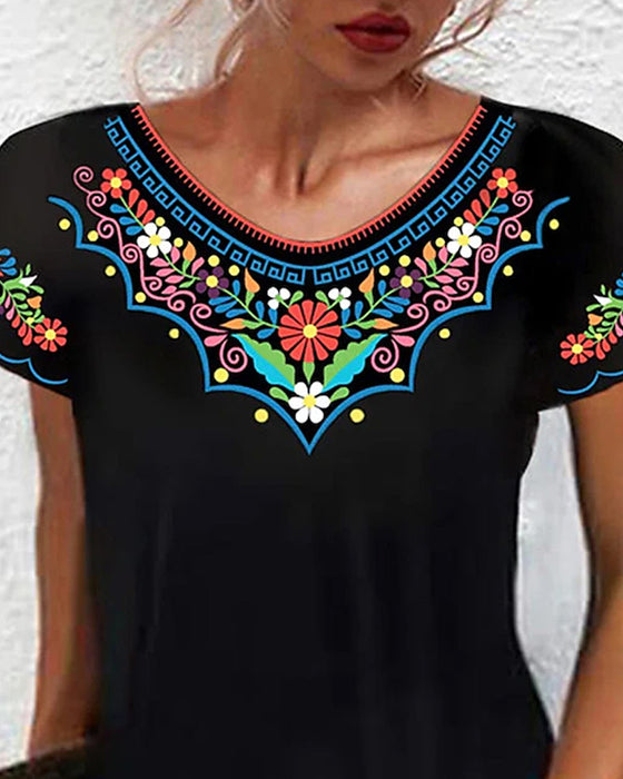 Jurk met retrostijl en korte mouwen