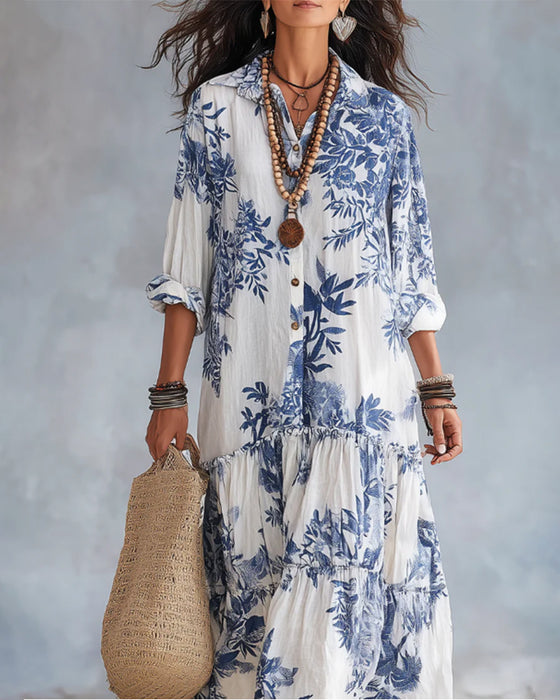 Jurk Casual Print Kraag