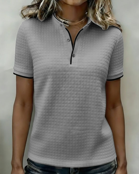 Top Wafelbrei Gebreid Geknoopt Korte Mouwen