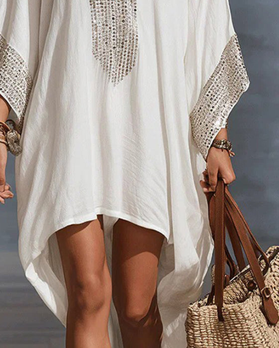 Jurk Diepe V-Hals Vakantie Mode Loose Fit