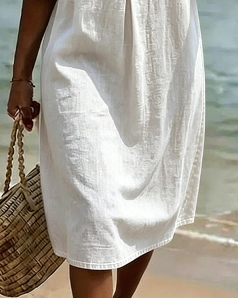 Jurk Lotus Blad Mouwen Jeans