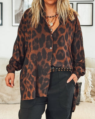 Shirt Luipaardprint Casual Langmouw