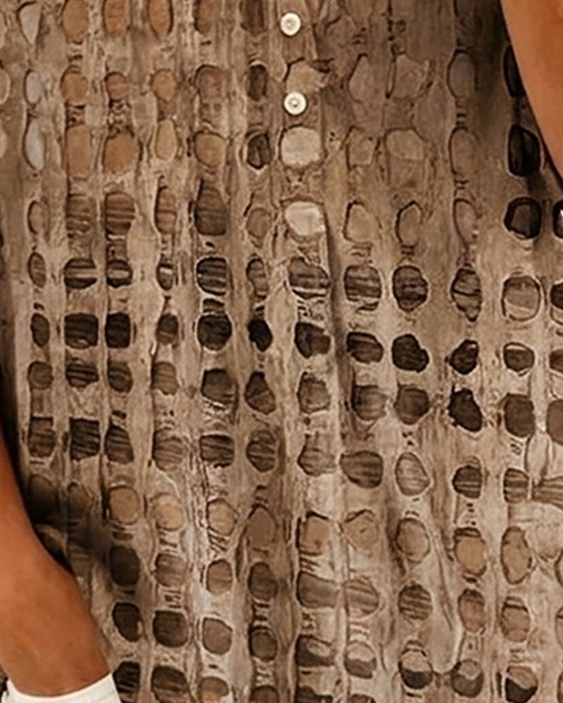 Blouse Stippenprint Knoop Half Knoopsluiting