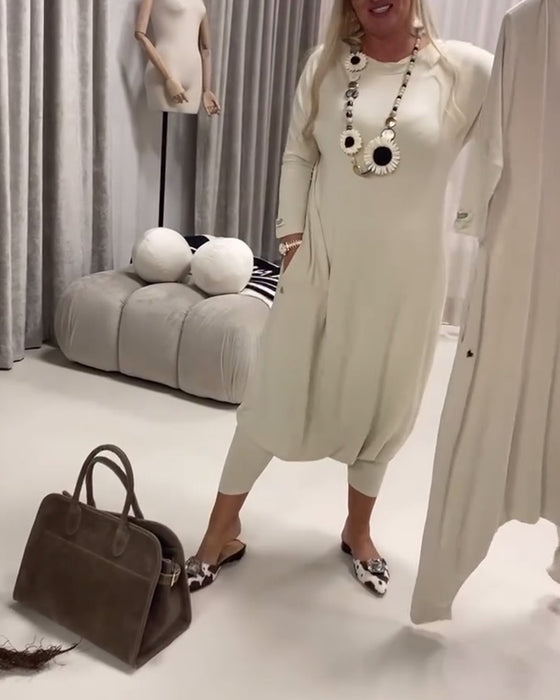 Jumpsuit Effen Kleur Lange Mouwen Casual