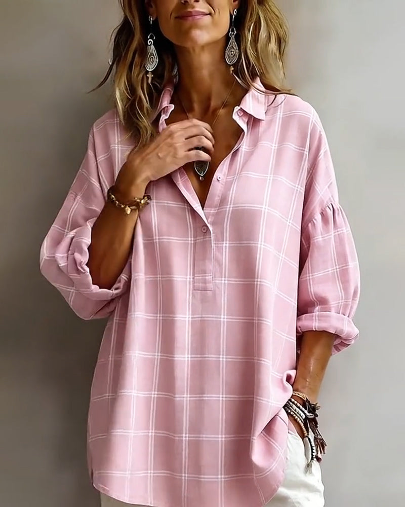 Shirt Revers Ruit Verfijnd