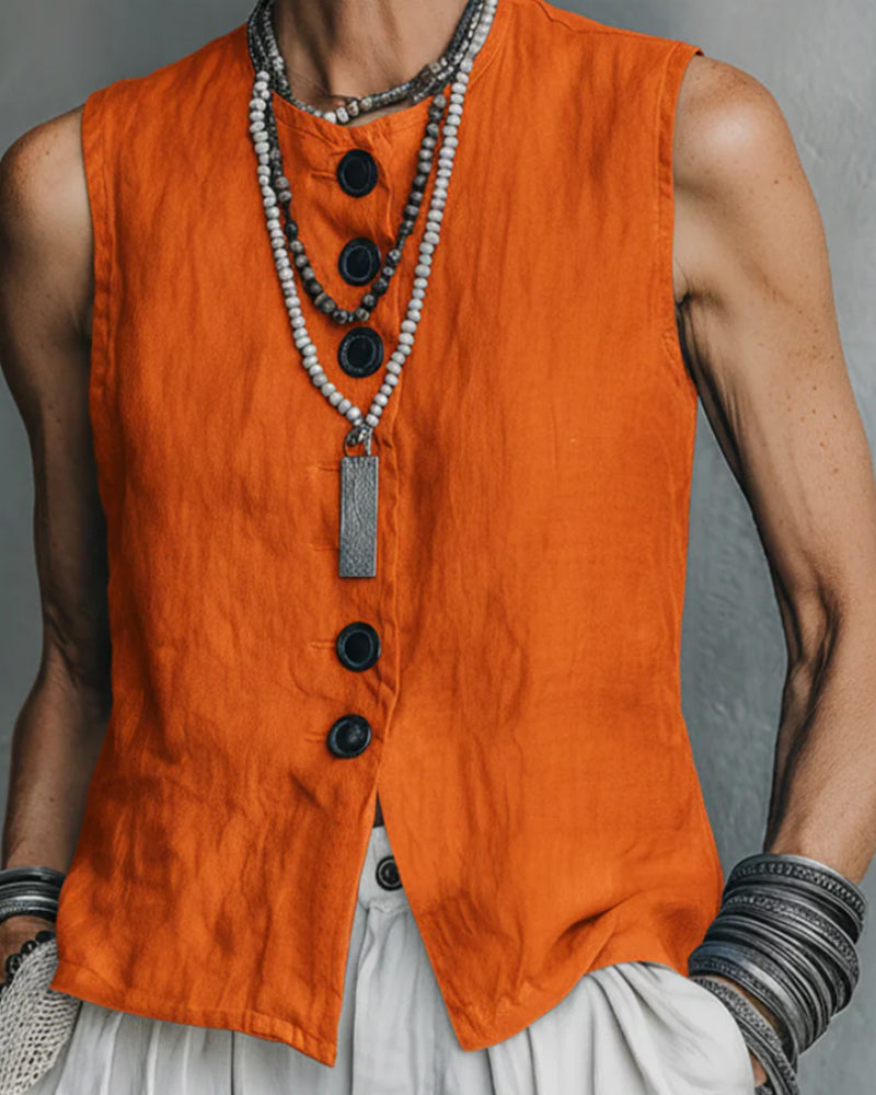 Tank Top Mouwloos Knoop Casual