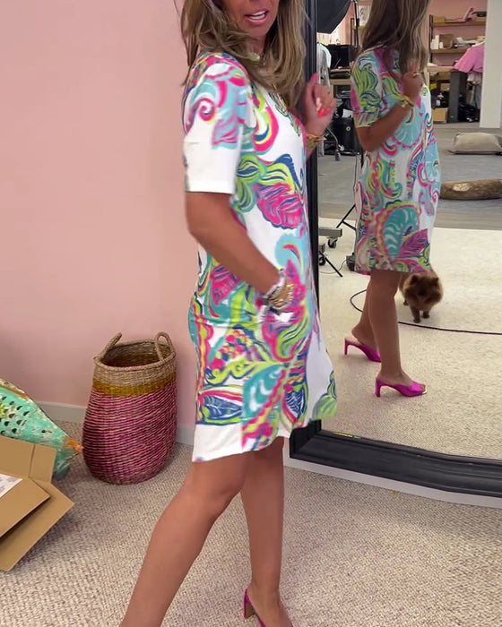 Slim-fit jurk met print