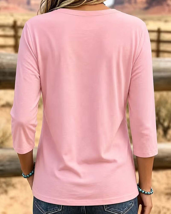 Top Crew Hals Patchwork Asymmetrische Zoom