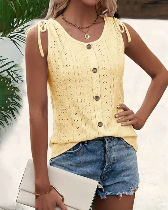 Tanktop Strikband Hol Mouwloos