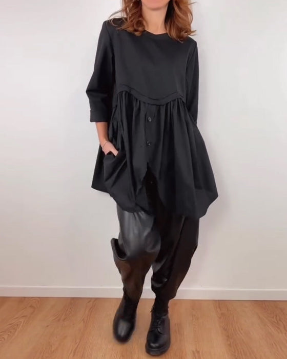 Blouse Onregelmatige A-Lijn Geplooid