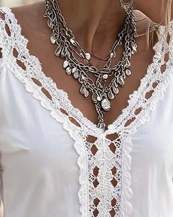 Blouse Off-Schouder Kant Ruffle