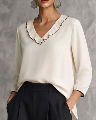 Blouse V-Hals Lange Mouw