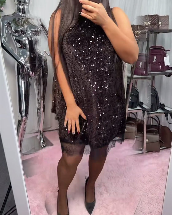 Effen Jurk Met Patchworkdetails