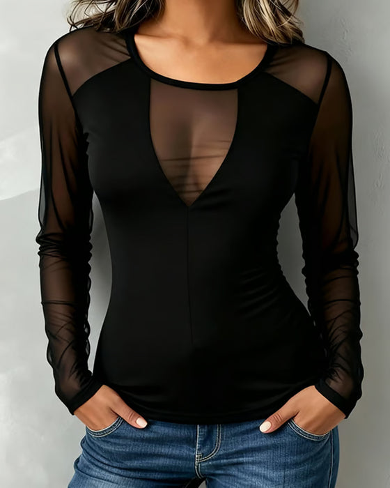 Blouse V-Hals Trendy Lange Mouw