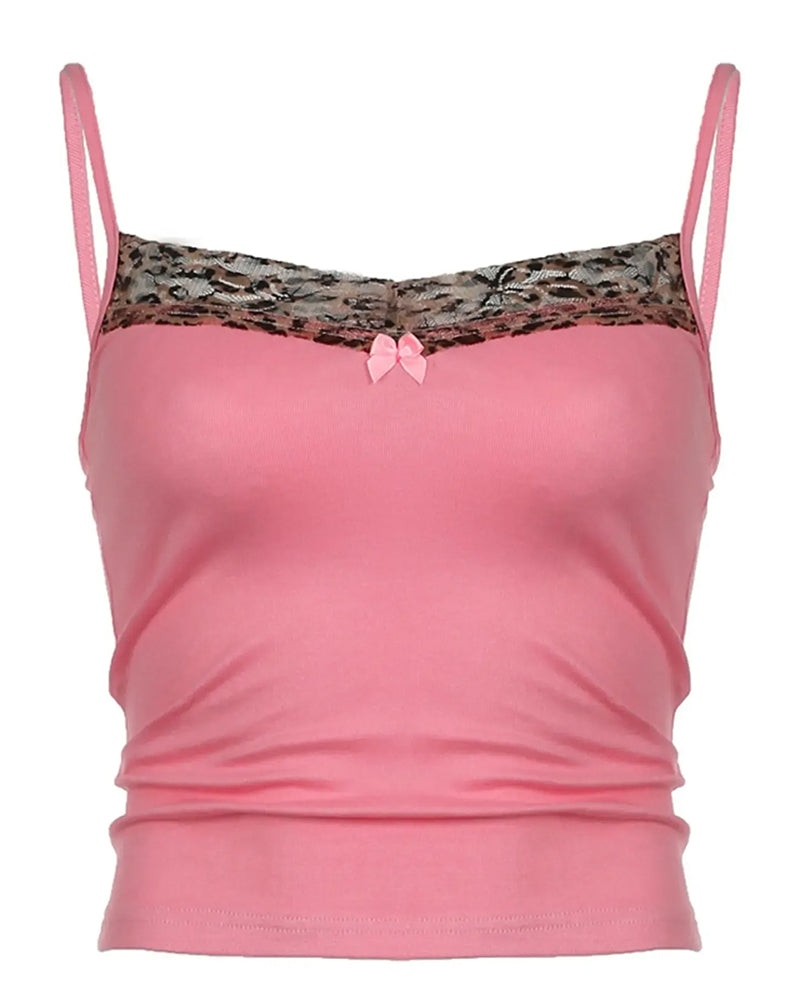 Cami Top Pittig Meisje Luipaardprint Patchwork
