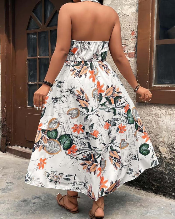 Set V-Hals Halter Mouwloze Jurk + Shorts