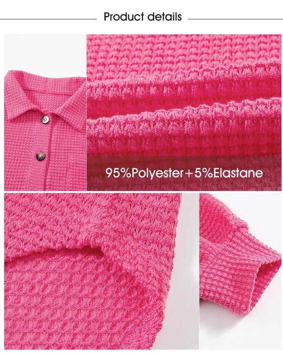 Blouse Effen Knoop-Down Los Kraag