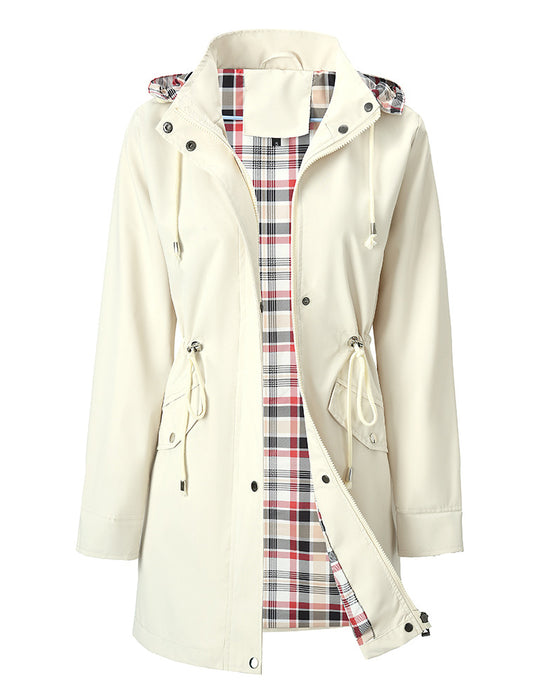 Dames Lange Waterdichte Trenchcoat Met Capuchon