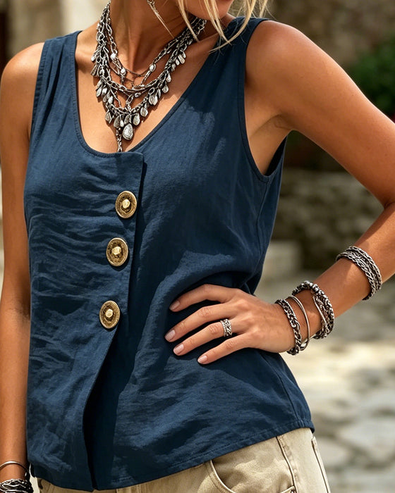 Tanktop Casual U-Hals Effen Kleur